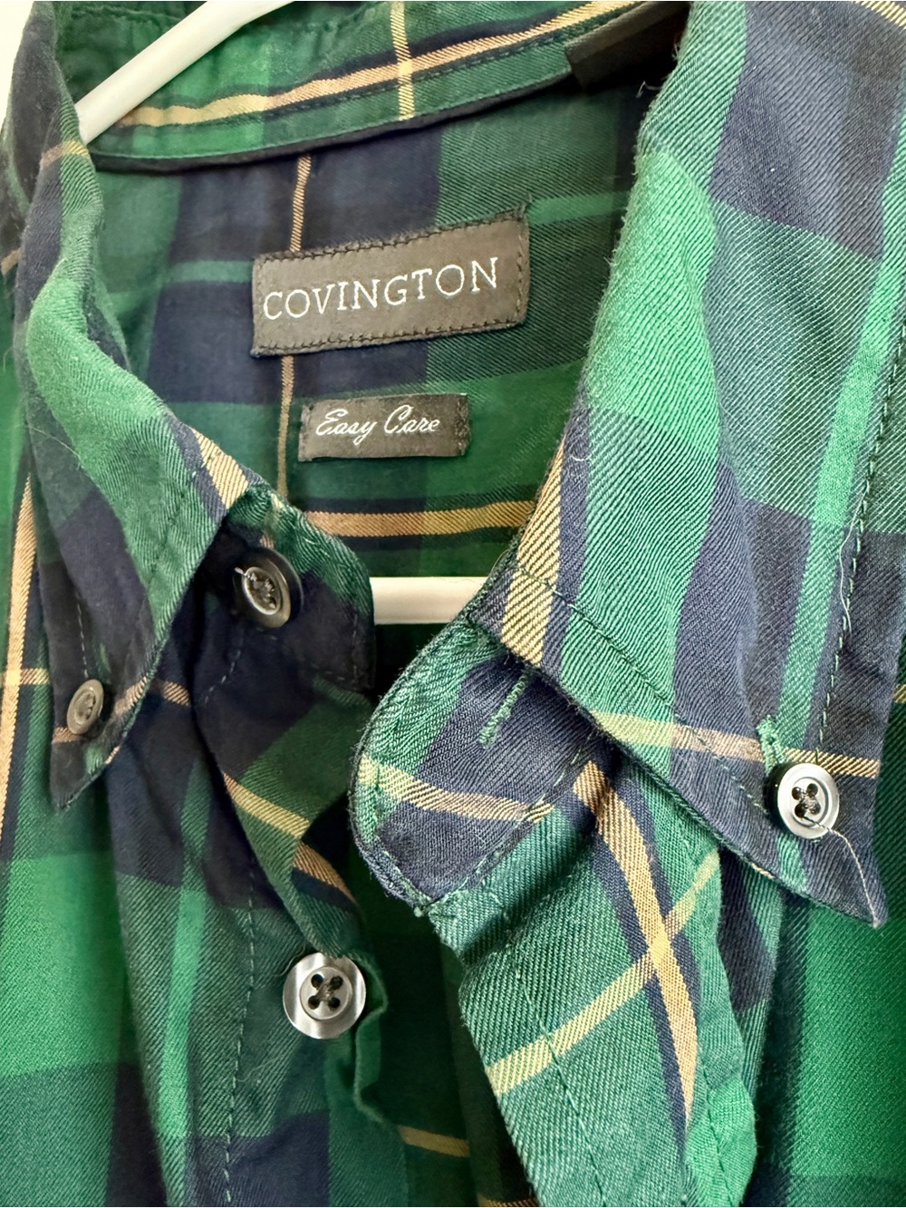 Covington Mens Checkered Button Long-Sleeve - L